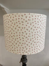 Load image into Gallery viewer, Lampshade - Linen and Rose Ditsy Pink on White - 30cm Drum
