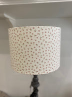 Lampshade - Linen and Rose Ditsy Pink on White Cotton - 30cm Drum