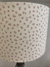 Load image into Gallery viewer, Lampshade - Linen &amp; Rose Ditsy pink on white linen - 20cm drum lampshade
