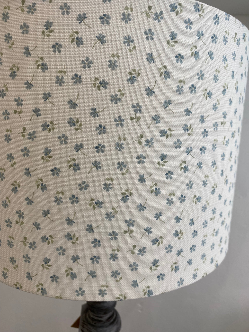 Lampshade - Linen and Rose Ditsy Blue on White - 30cm Drum