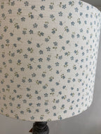 Lampshade - Linen and Rose Ditsy Blue on White - 30cm Drum