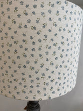 Load image into Gallery viewer, Lampshade - Linen and Rose Ditsy Blue on White - 30cm Drum
