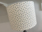 Lampshade - Linen & Rose Ditsy Blue on white linen - 20cm drum lampshade