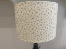 Load image into Gallery viewer, Lampshade - Linen and Rose Ditsy Straw on White - 30cm Drum
