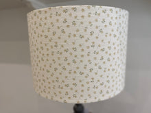 Load image into Gallery viewer, Lampshade - Linen &amp; Rose Ditsy Straw on white linen - 20cm drum lampshade
