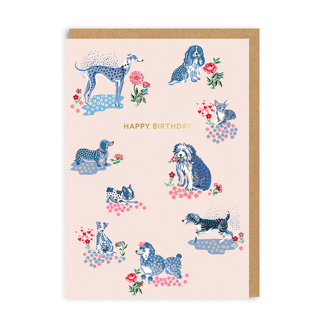 Birthday Card - Cath Kidston -  Happy Birthday - Puppy Fields