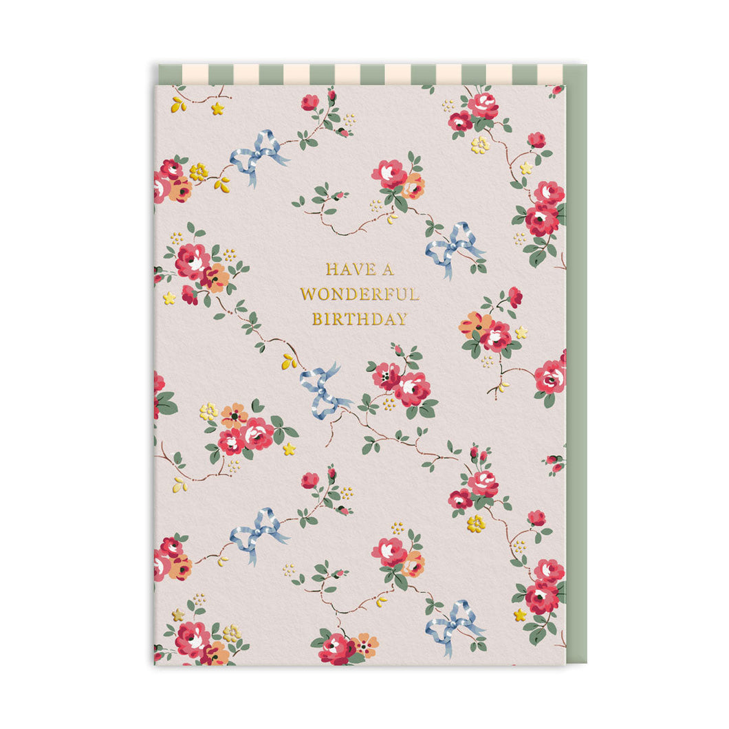 Happy Birthday Card - Cath Kidston - Bows & Roses