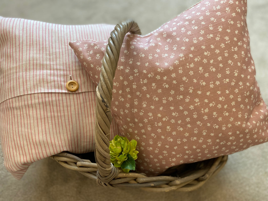 Cushion Cover - Linen & Rose Ditsy Mauve - 36cm x 36cm