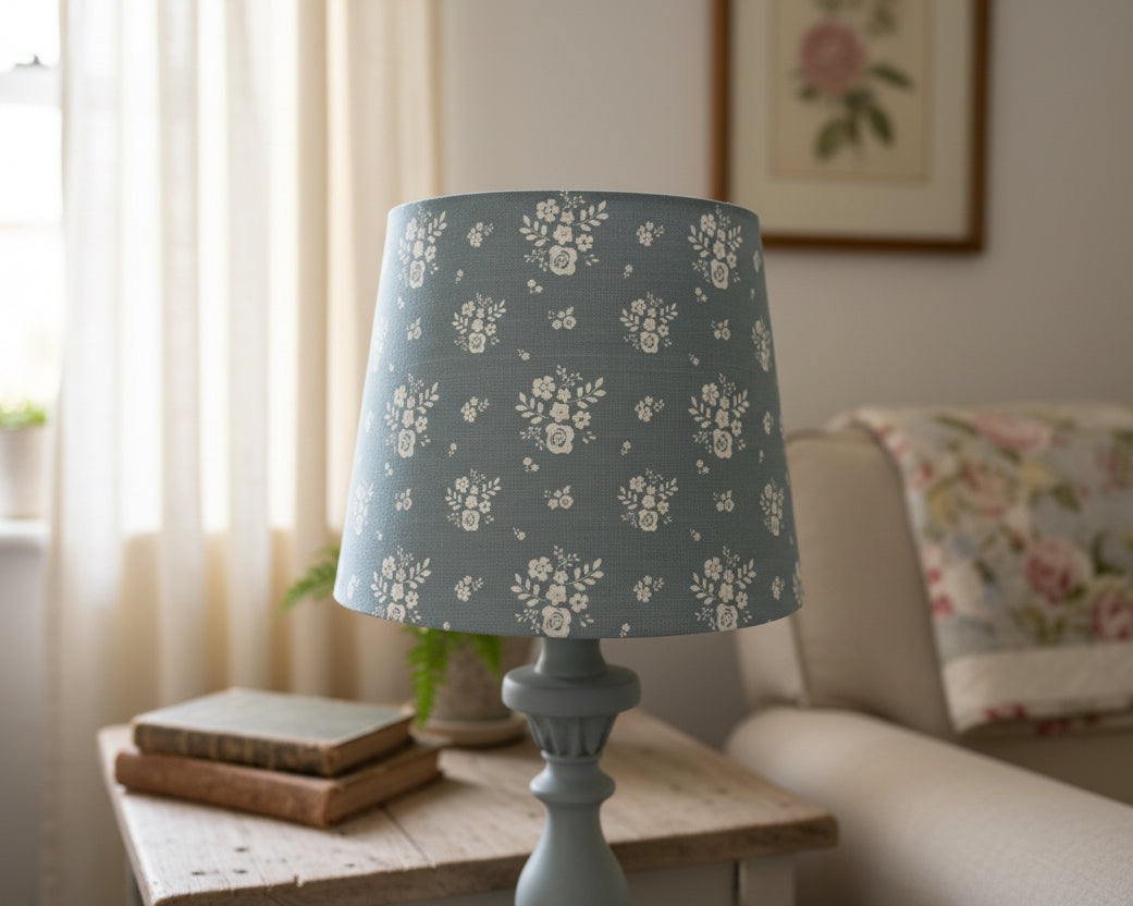 Empire Lampshade - Linen and Rose - Damson in Mist - 25cm