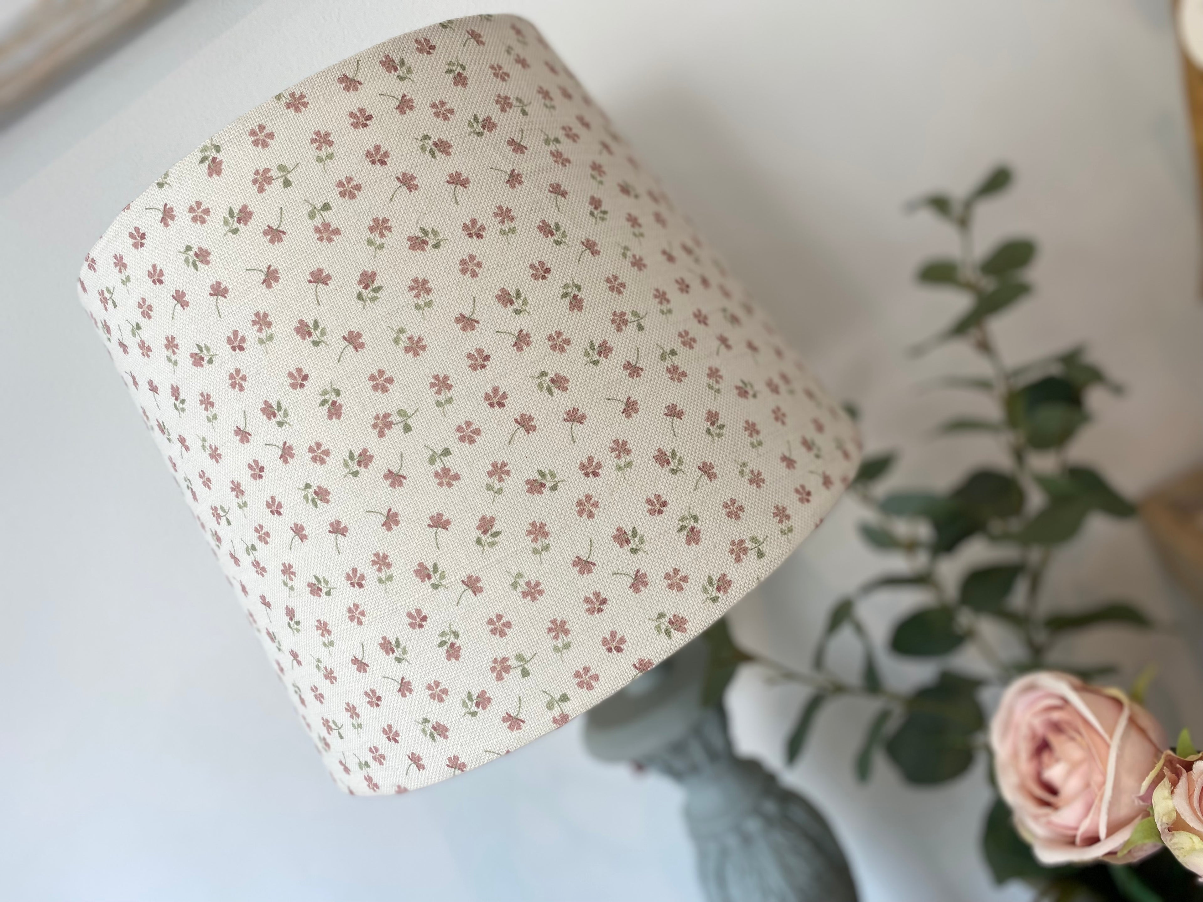 Empire Lampshade - Linen and Rose - Ditsy Pink multi - 25cm