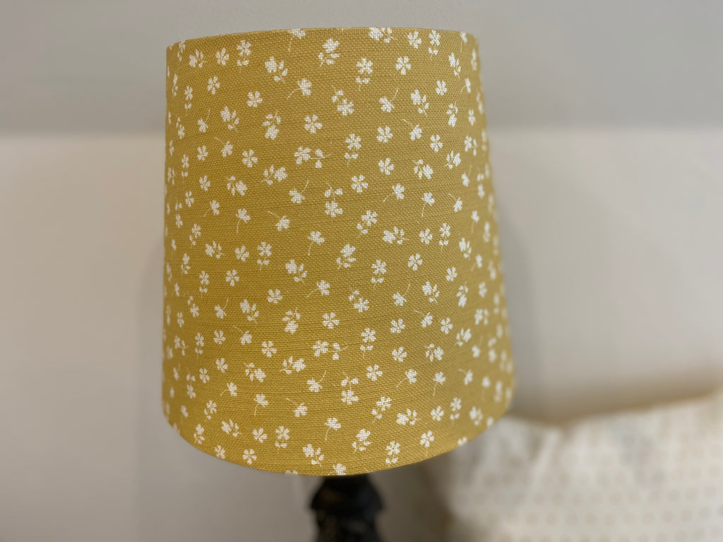 Empire Lampshade - Linen & Rose -  Ditsy Citron linen - 20cm Empire