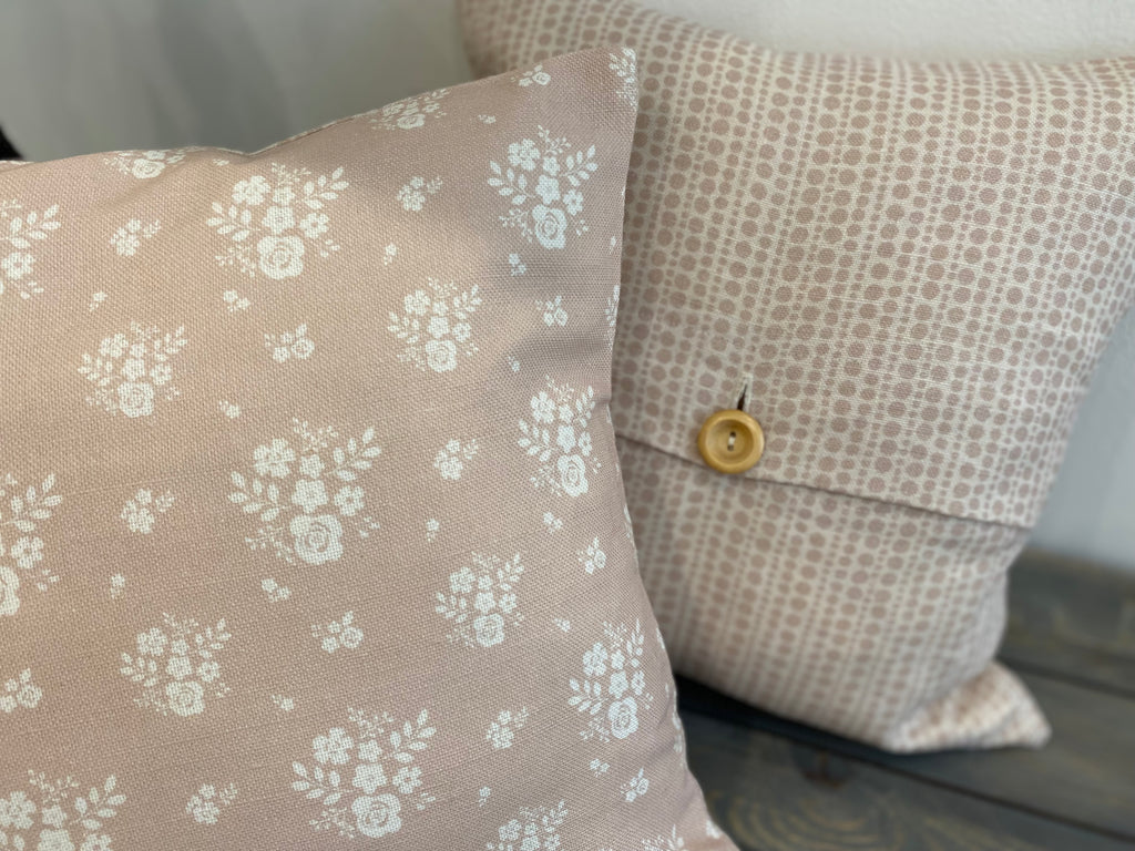 Cushion Cover - Linen and Rose Damson mini pink - 32cm x 32cm