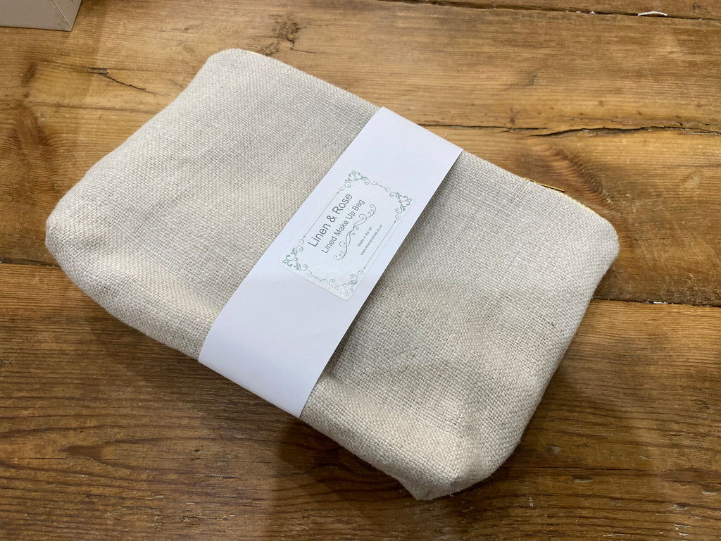 Peony & Sage - Linen Make up bag - Chunky natural linen