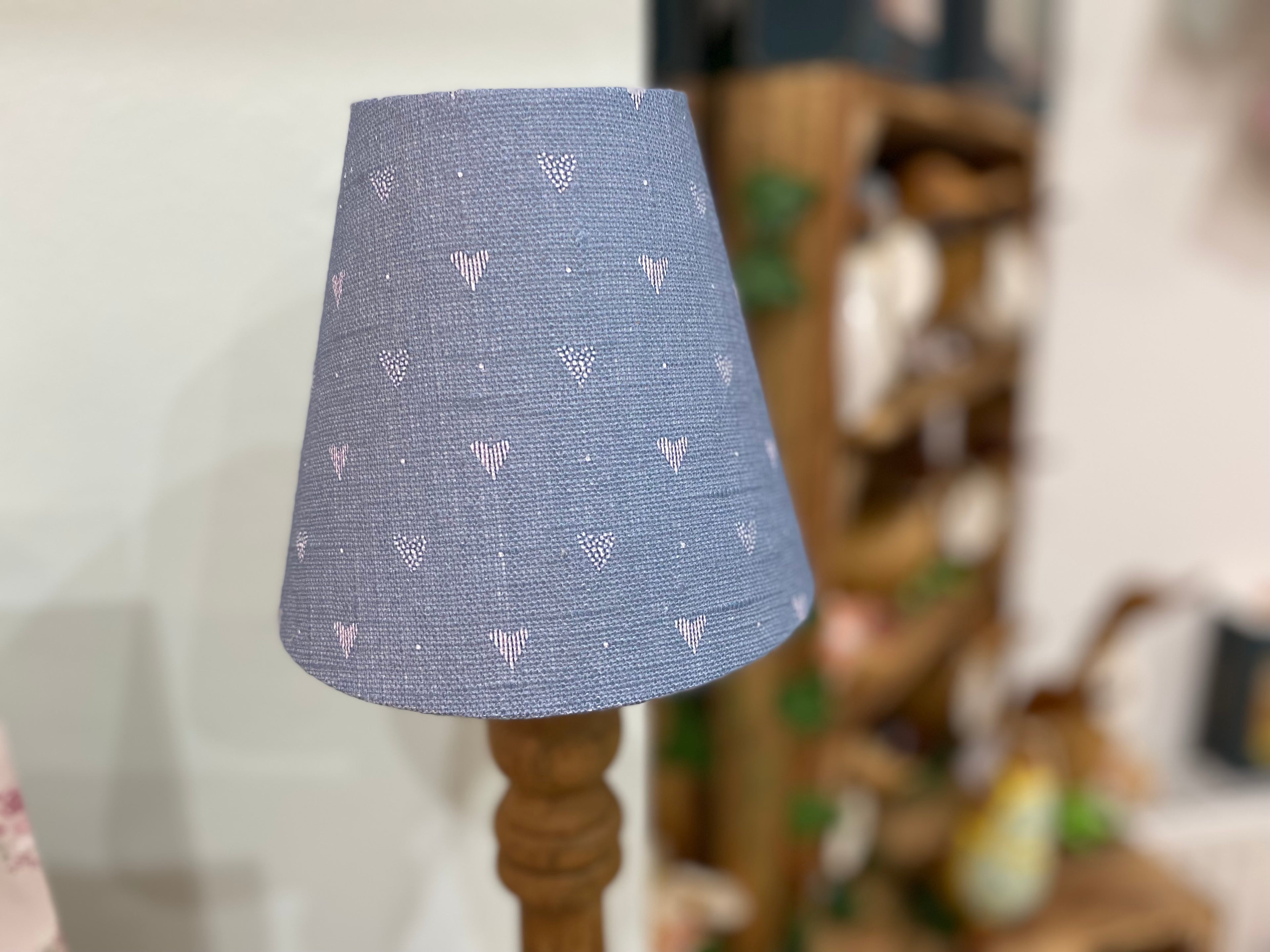 Candle Clip Lampshade - Heart linen - Denim Blue
