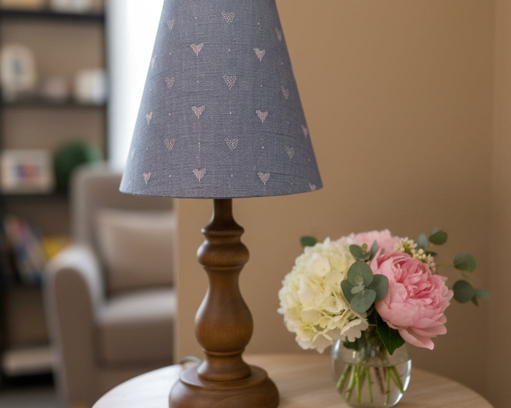 Candle Clip Lampshade - Heart linen - Denim Blue