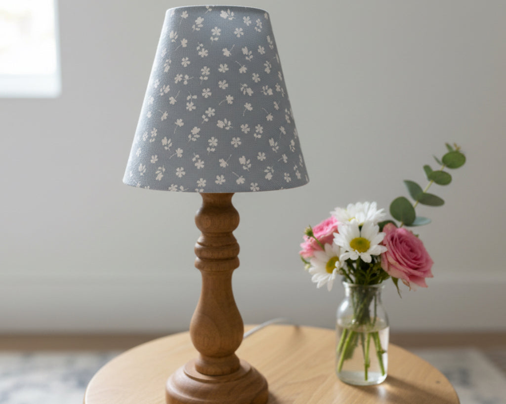Candle Clip Lampshade - Ditsy linen - Mist
