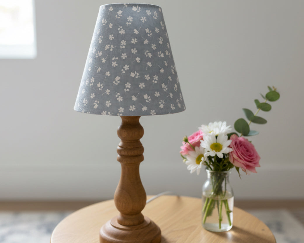 Candle Clip Lampshade - Ditsy linen - Mist