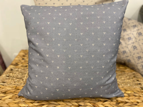 Cushion Cover - Linen and Rose - Hearts Denim on natural linen 45cm
