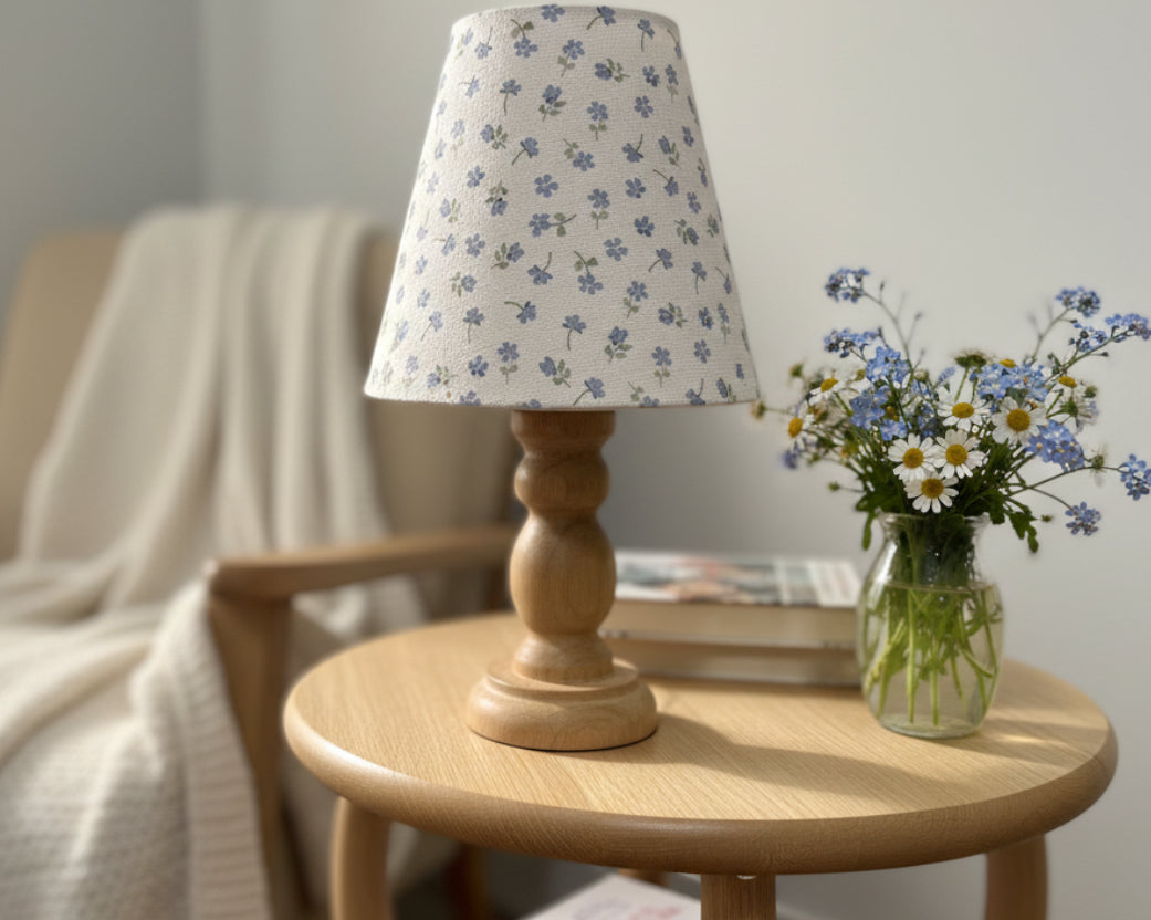 Candle Clip Lampshade - Ditsy linen - Blue multi