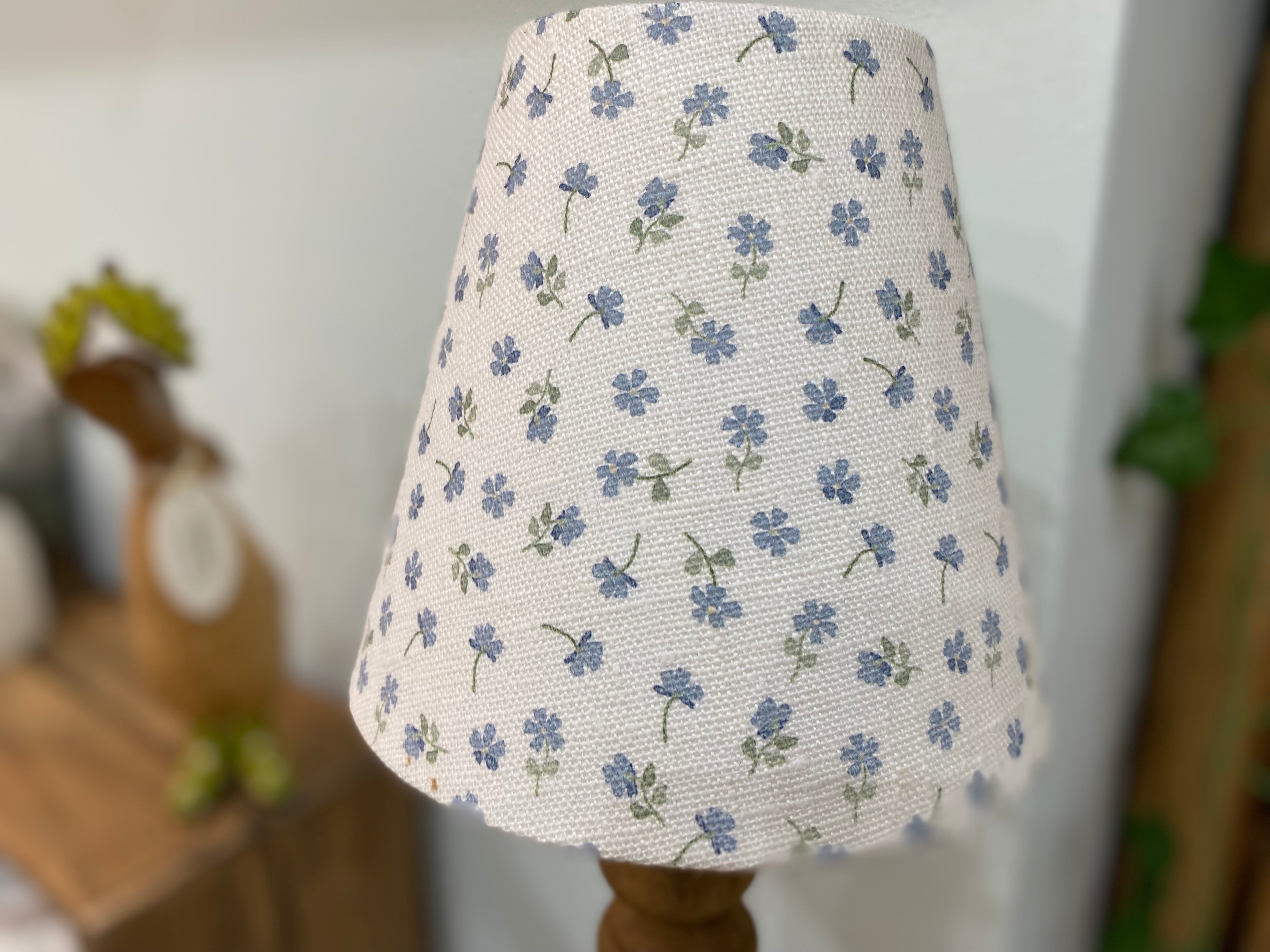 Candle Clip Lampshade - Ditsy linen - Blue multi
