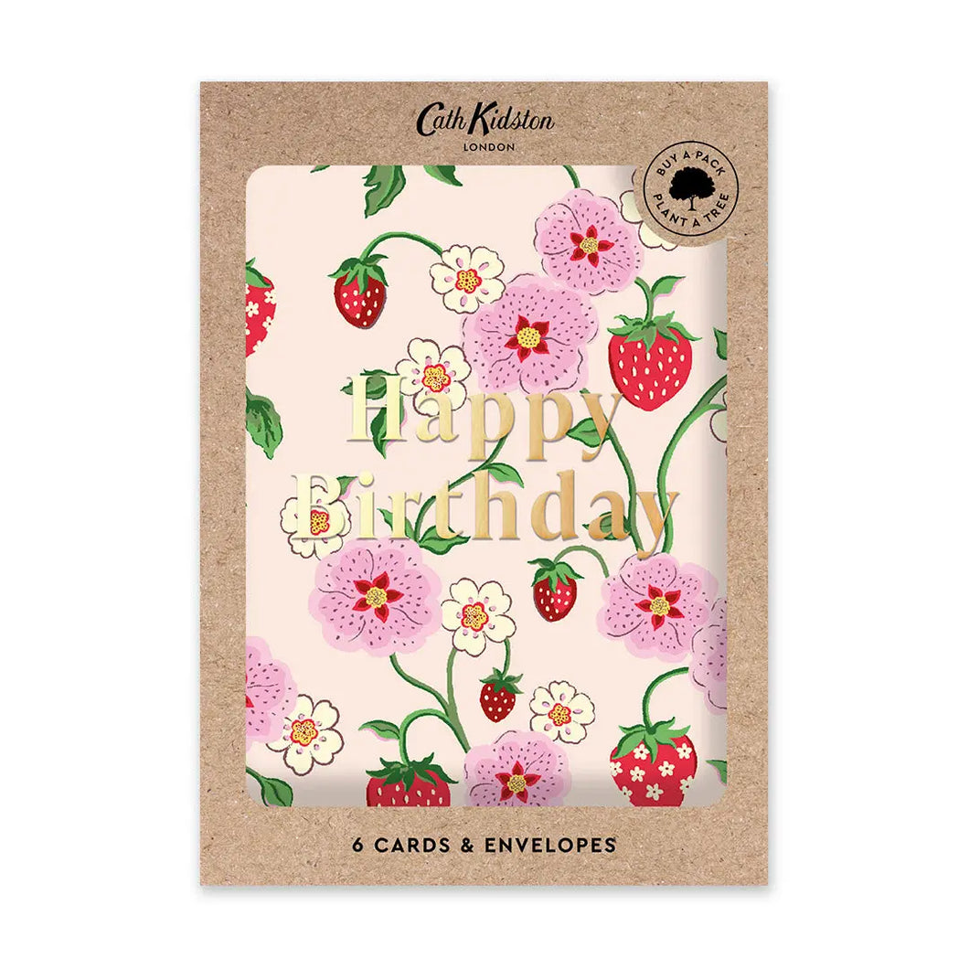 Birthday cards- Cath Kidston - 6 pack Wild Strawberry Cream