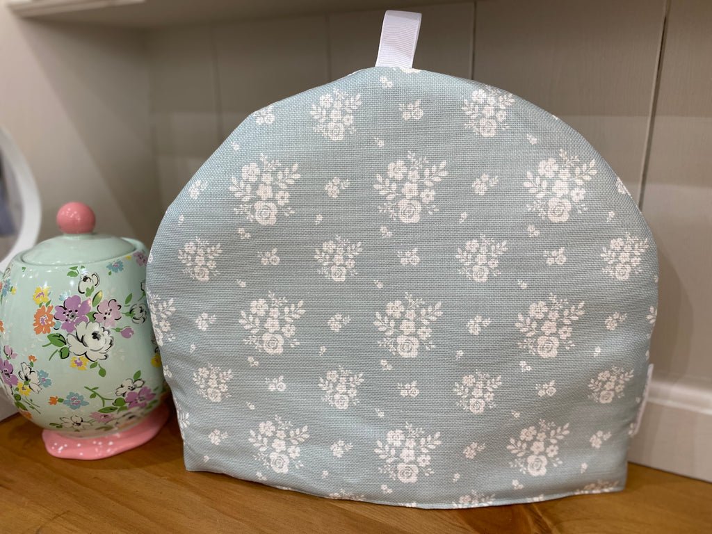 Tea Cosy - Linen and Rose - Damson duck egg/ Aqua