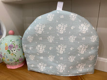 Load image into Gallery viewer, Tea Cosy - Linen and Rose - Damson duck egg/ Aqua
