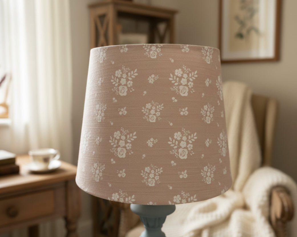 Empire Lampshade - Linen and Rose - Damson in Primrose - 25cm