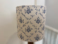 Lampshade - Linen and Rose Emilia Denim on white linen - 15cm drum