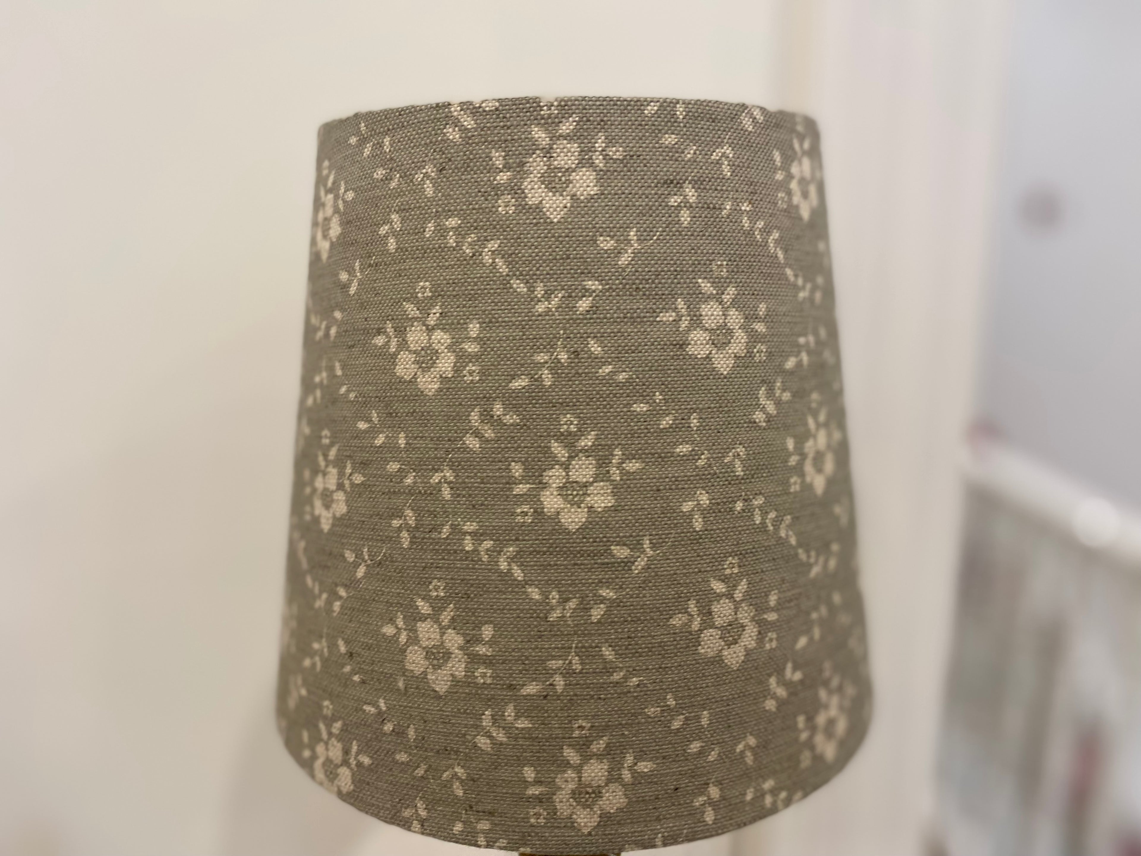 Empire Lampshade - Linen & Rose -  Emilia Fog on natural linen - 20cm Empire