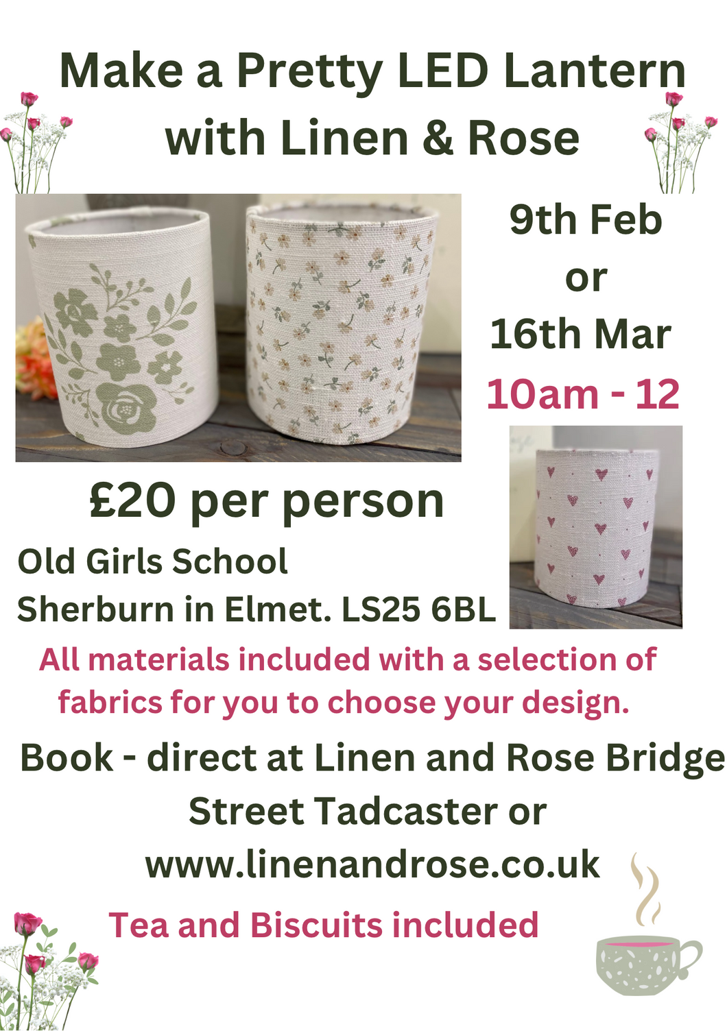 Learn to make a pretty LED Lantern  - The Old Girls School Sherburn in Elmet LS25 6BL two date available