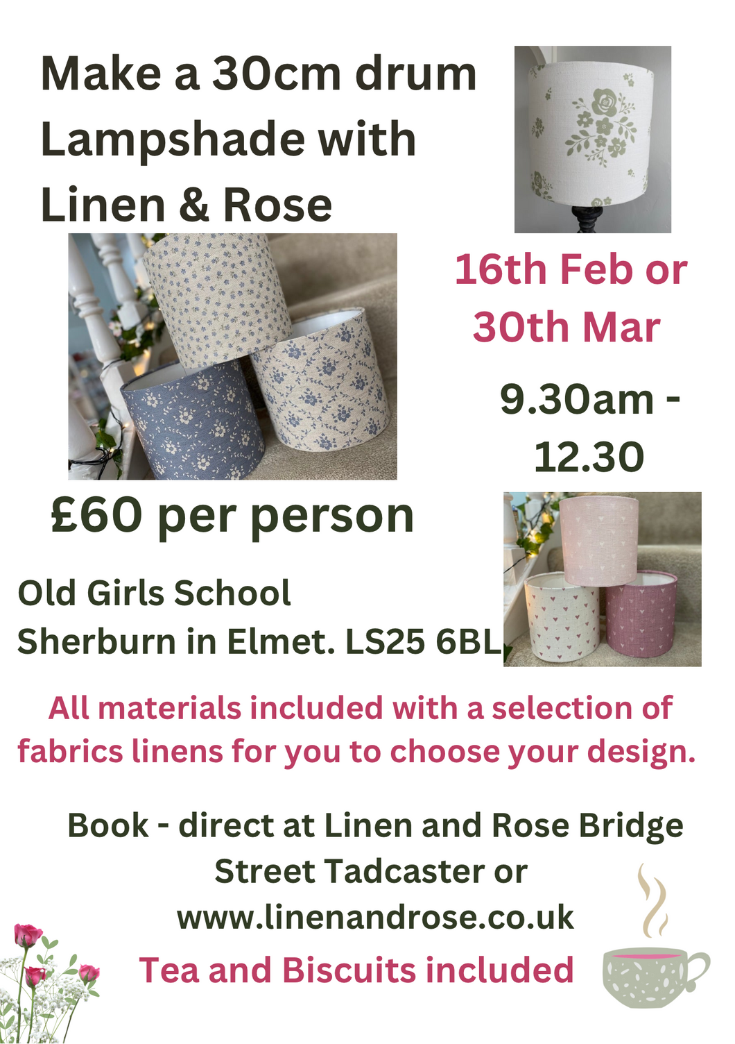 Learn to make a 30cm drum lampshade  - The Old Girls School Sherburn in Elmet LS25 6BL 2 date available