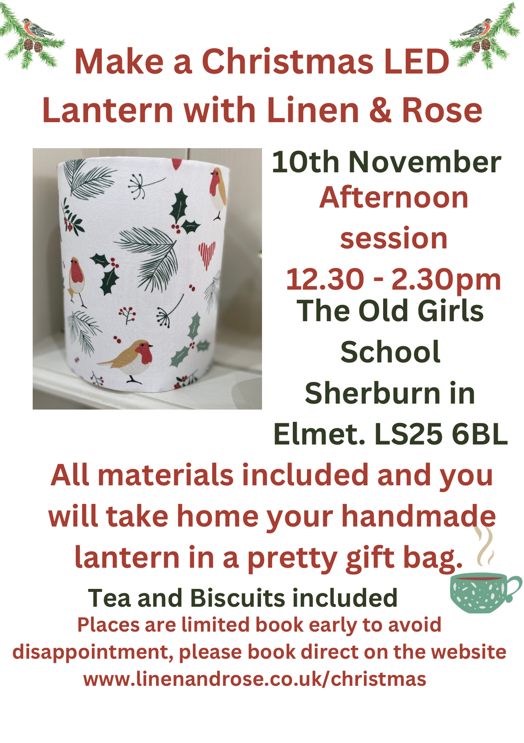 Learn to make a Christmas LED Lantern  - The Old Girls School Sherburn in Elmet LS25 6BL-12.30 start