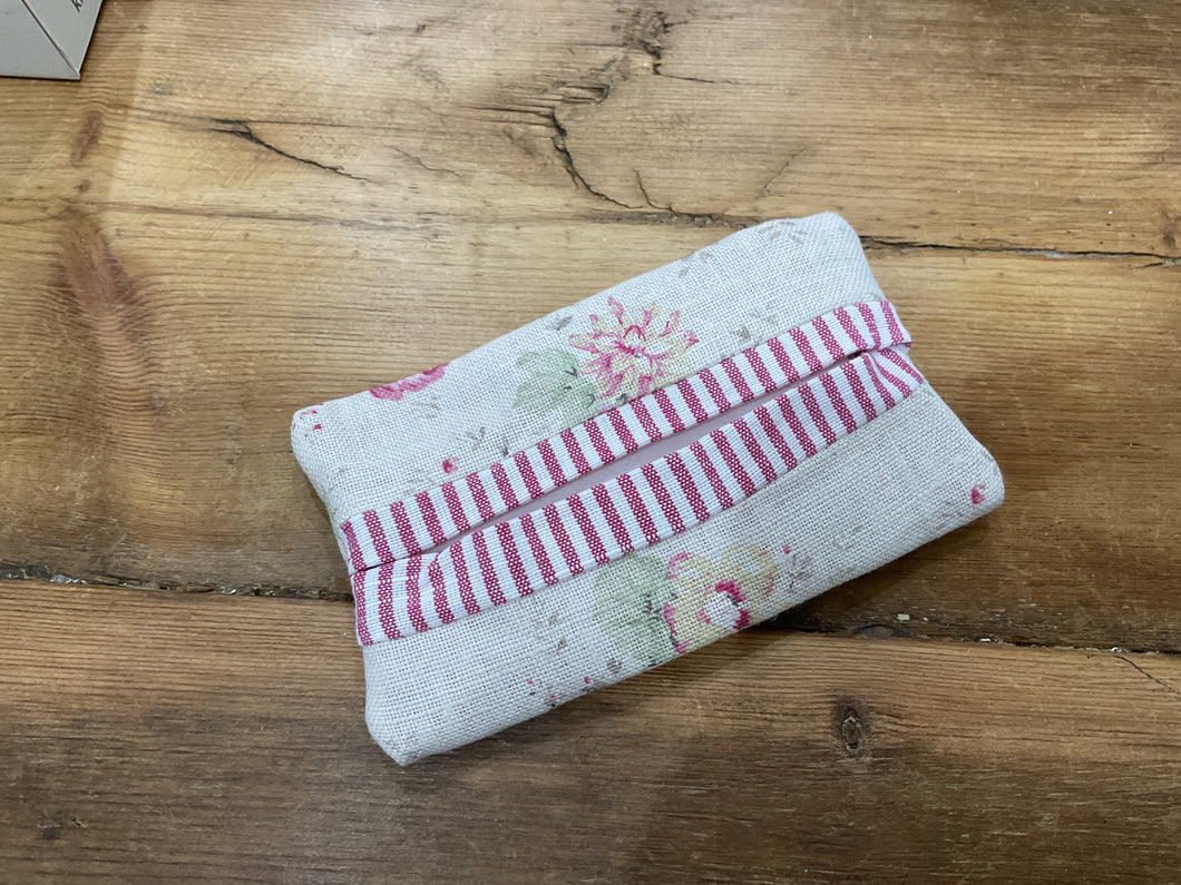 Pocket Tissue cover - Peony and Sage Sweet Pea and Eva stripe