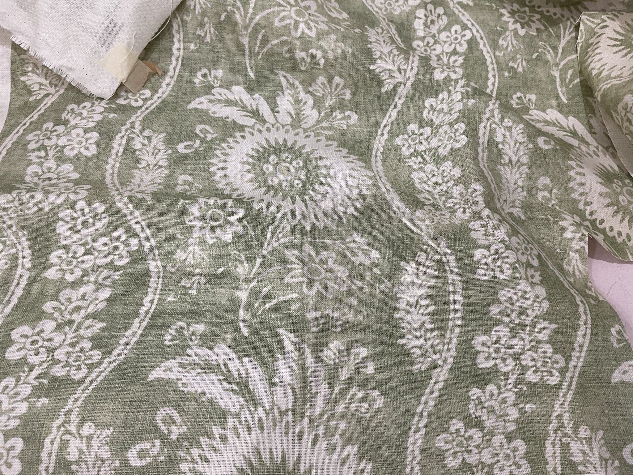 Fabric Remnant - Peony & Sage Sienna Green – Linen and Rose