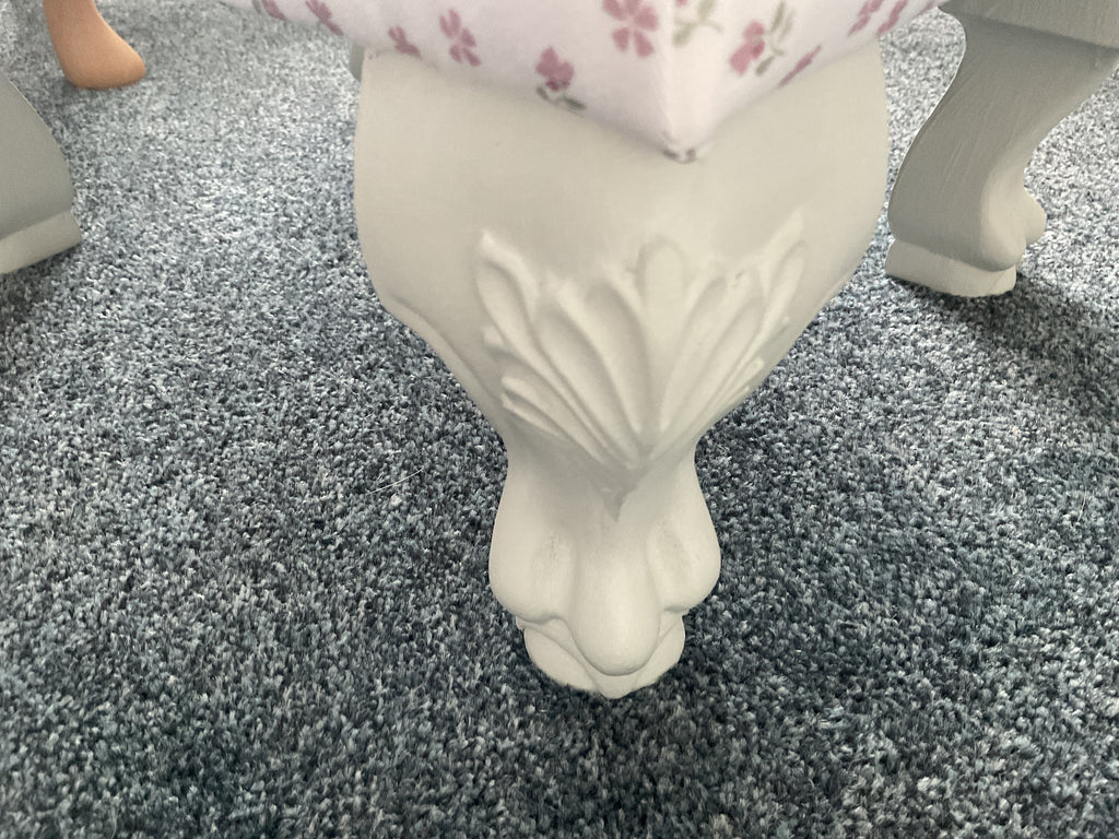 Footstool - Ditsy Pink multi on white