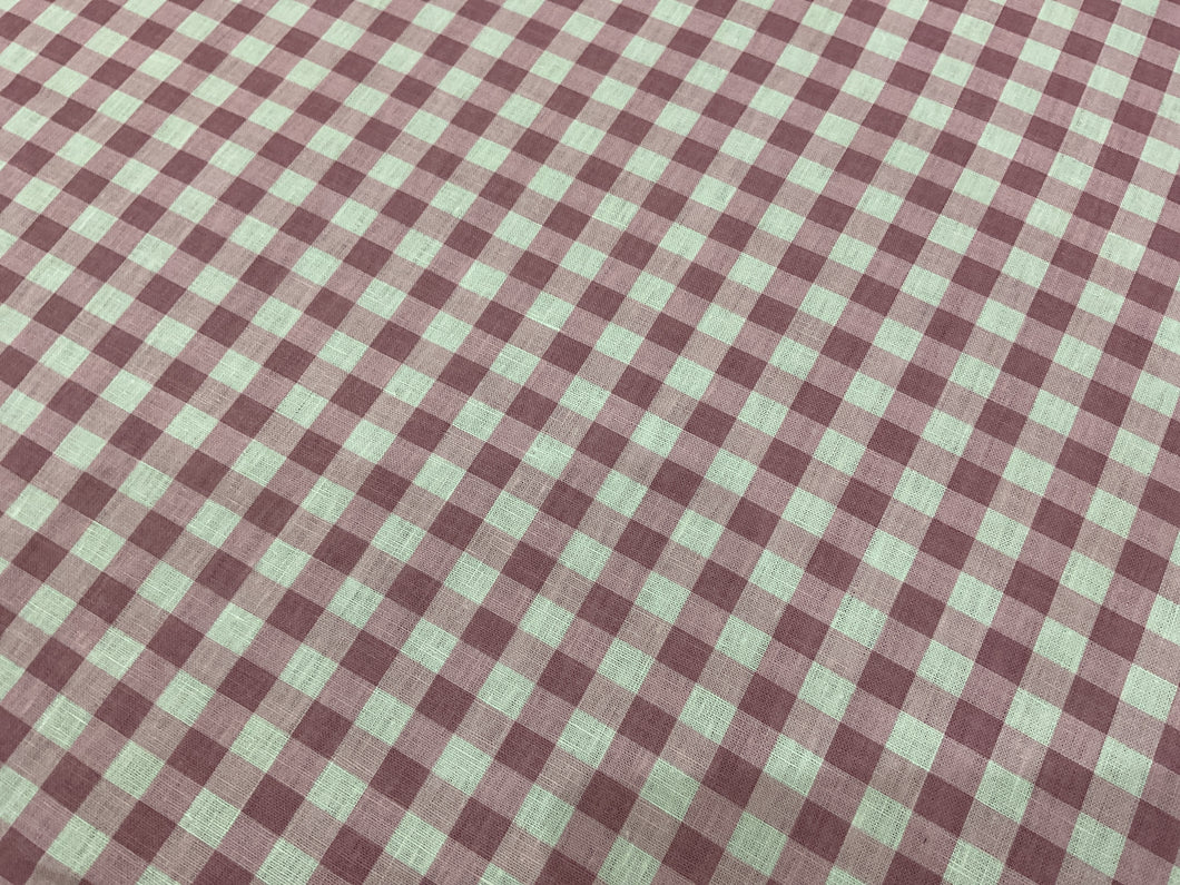 Fabric Remnant - Peony & Sage Pink check linen