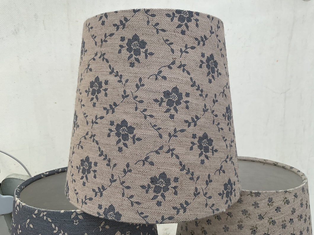 Empire Lampshade - Linen and Rose - Emilia Snow on natural - 25cm