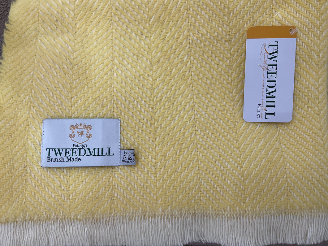 Tweedmill Textiles Upcycled Wool Throw 100% Wool Made in the UK - Lemon