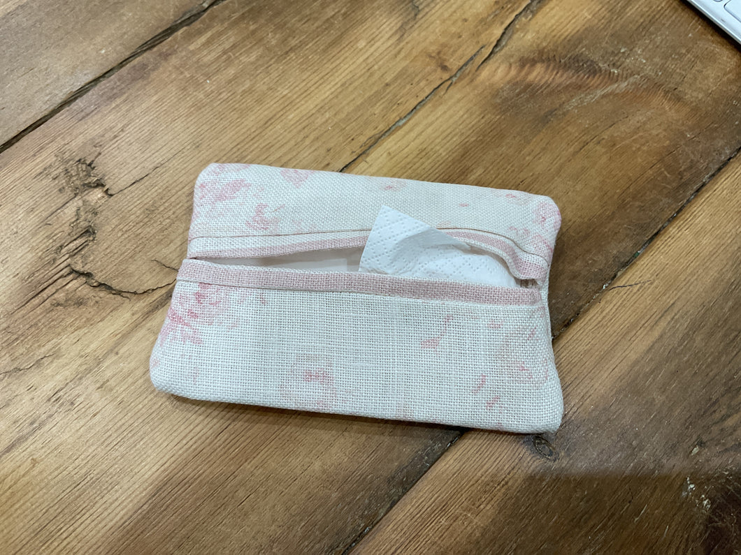 Pocket Tissue cover - Peony and Sage Millie and Eva stripe