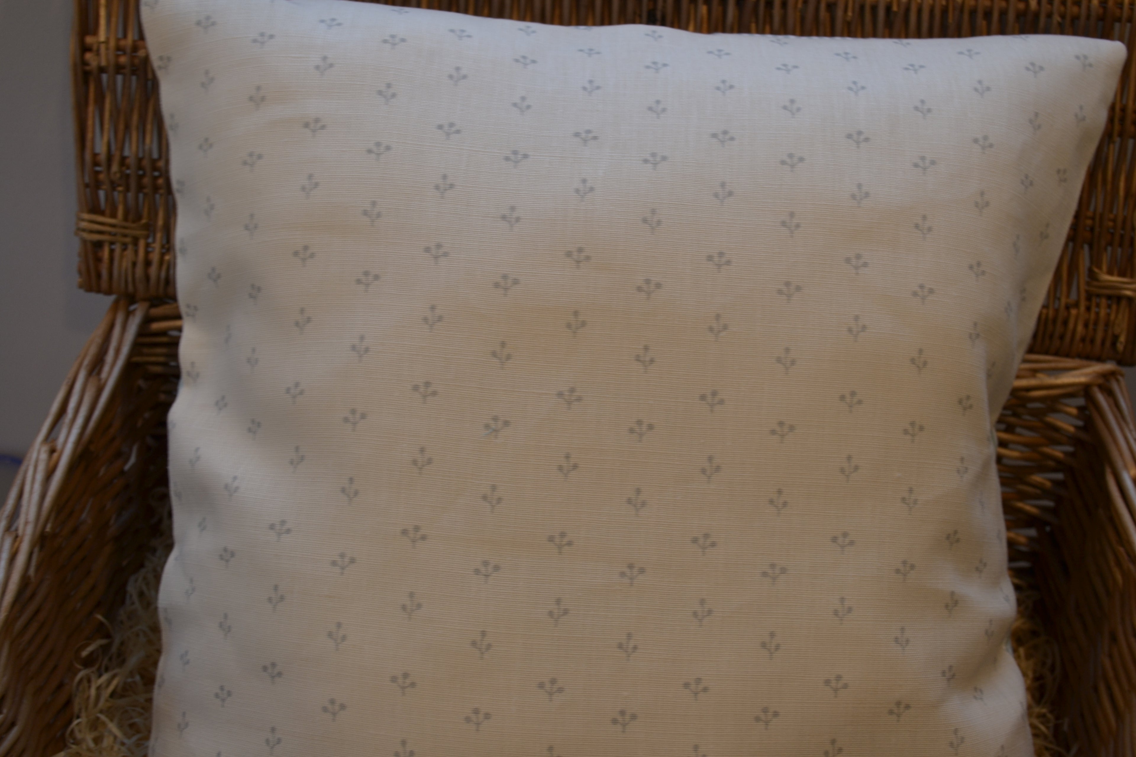 Cushion Cover - Peony and Sage Pretty Rain Sprig on Cream linen - 45cm x 45cm