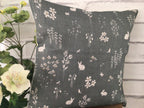 Cushion Cover - Peony and Sage Summer Time Driftwood grey Linen - 32cm x 32cm