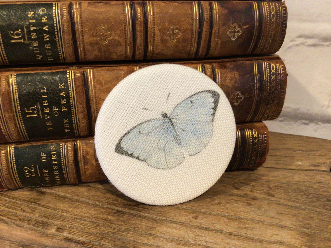 Pocket Mirror - Peony and Sage - Blue Butterfly linen