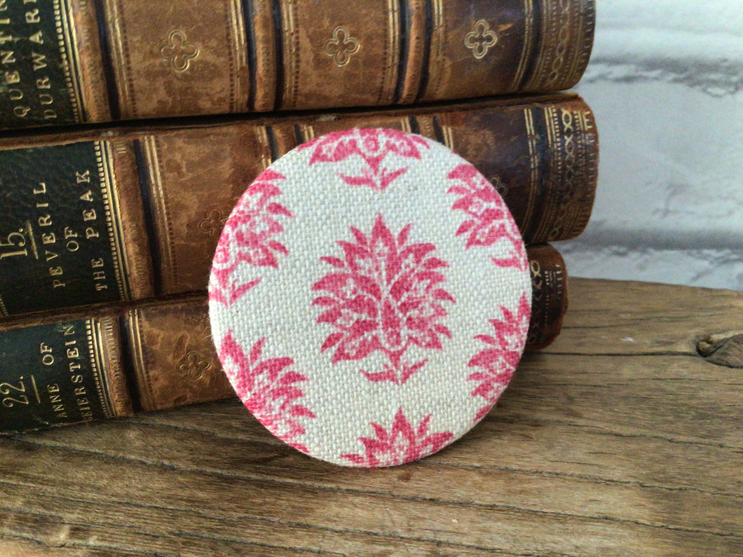 Pocket Mirror - Peony and Sage - Sameera Pink linen