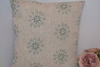 Cushion Cover - Peony and Sage Litik Teak on Dune linen - 36cm x 36 cm