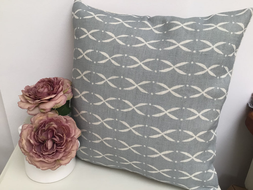 Cushion Cover - Olive and Daisy linen - Pacific Blue - 32cm x 32cm