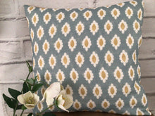 Load image into Gallery viewer, Cushion Cover - Peony &amp; Sage - Ida and stripe blue and hay - 32cm x 32cm
