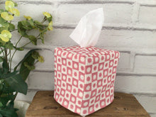 Load image into Gallery viewer, Tissue Box cover - Olive and Daisy starry Nights Raspberry linen
