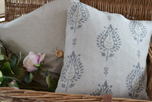 Load image into Gallery viewer, Cushion Cover - Peony and Sage Thali Linen Pipe and Henna on Stone Linen - 32cm x 32cm
