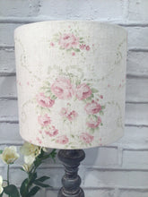 Load image into Gallery viewer, Lampshade - Peony and Sage Mathilde Old Pinks on Cream linen - 30cm drum
